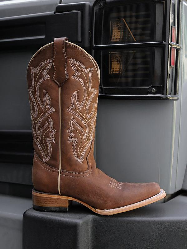 Corral Boots L6256 - WOMEN'S EMBROIDERY CHOCOLATE WIDE SQUARE TOE CIRCLE G COWBOY BOOT