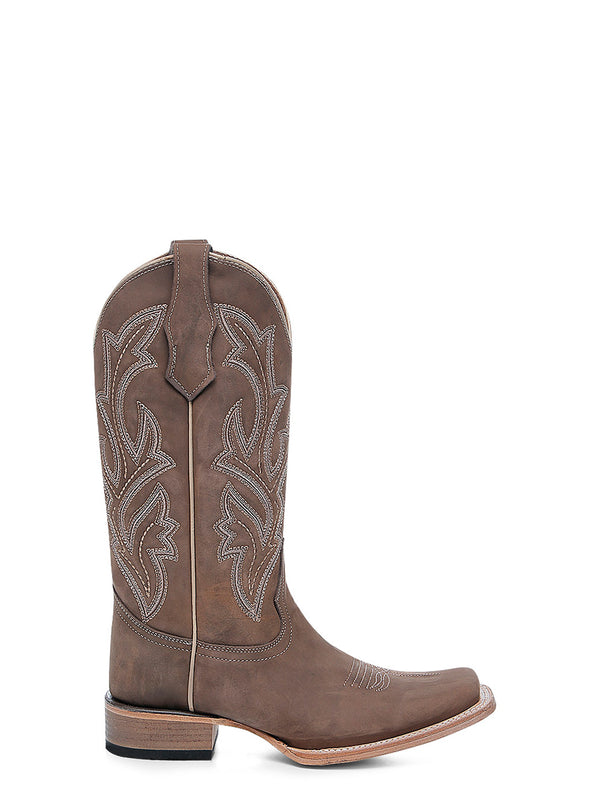 Corral Boots L6256 - WOMEN'S EMBROIDERY CHOCOLATE WIDE SQUARE TOE CIRCLE G COWBOY BOOT