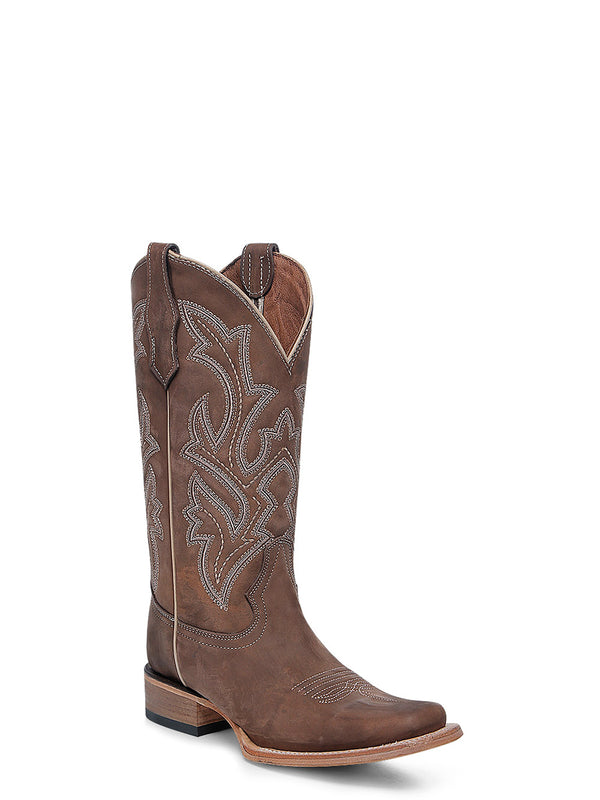 corral boots L6256 - WOMEN'S EMBROIDERY CHOCOLATE WIDE SQUARE TOE CIRCLE G COWBOY BOOT