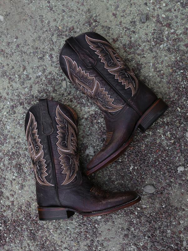 Corral Boots L6296 - MEN'S EMBROIDERY CHOCOLATE WIDE SQUARE TOE CIRCLE G COWBOY BOOT