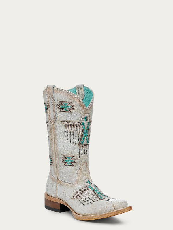 corral boots T0223 - TEEN'S WOVEN EAGLE EMBROIDERY SQUARE TOE COWBOY BOOT