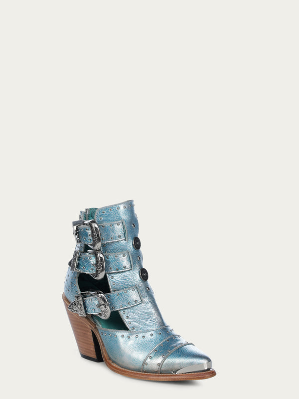 corral boots Z2028 - WOMEN'S SKY-BLUE METALIZED STRAPS AND STUDS POINTED TOE SHOE