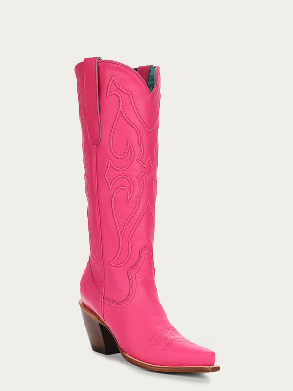 corral boots Z5157 - WOMEN'S EMBROIDERY FUCHSIA TALL TOP SNIP TOE COWBOY BOOT