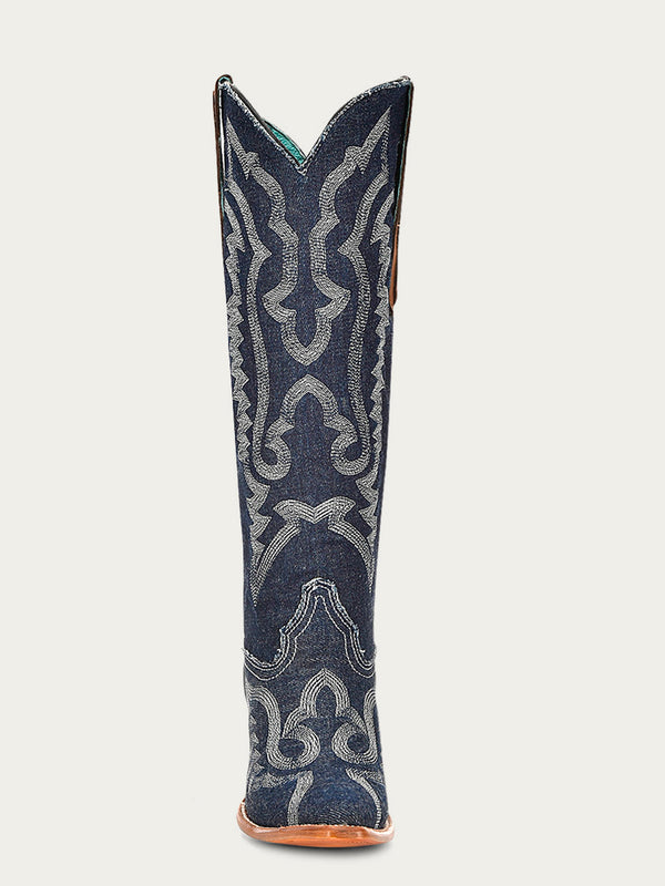 Corral Boots Z5226 - WOMEN'S WHITE EMBROIDERY DENIM TALL TOP POINTED TOE COWBOY BOOT