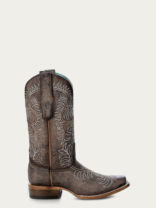 Corral Boots Z5257 - WOMEN'S WHITE EMBROIDERY TAN SNIP TOE COWBOY BOOT