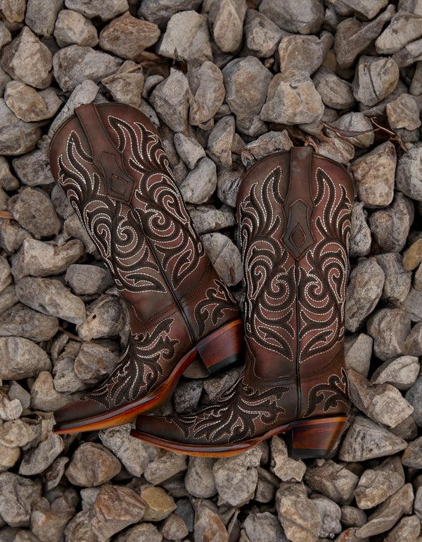Corral Boots Z5298 - WOMEN'S EMBROIDERY BROWN SNIP TOE COWBOY BOOT