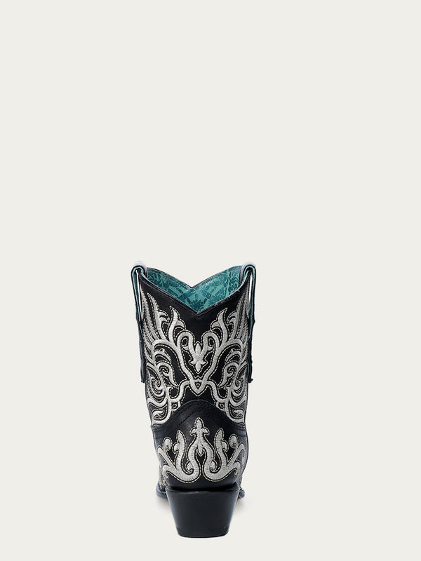 Corral Boots Z5305 - WOMEN'S WHITE EMBROIDERY BLACK ANKLE SNIP TOE COWBOY BOOT
