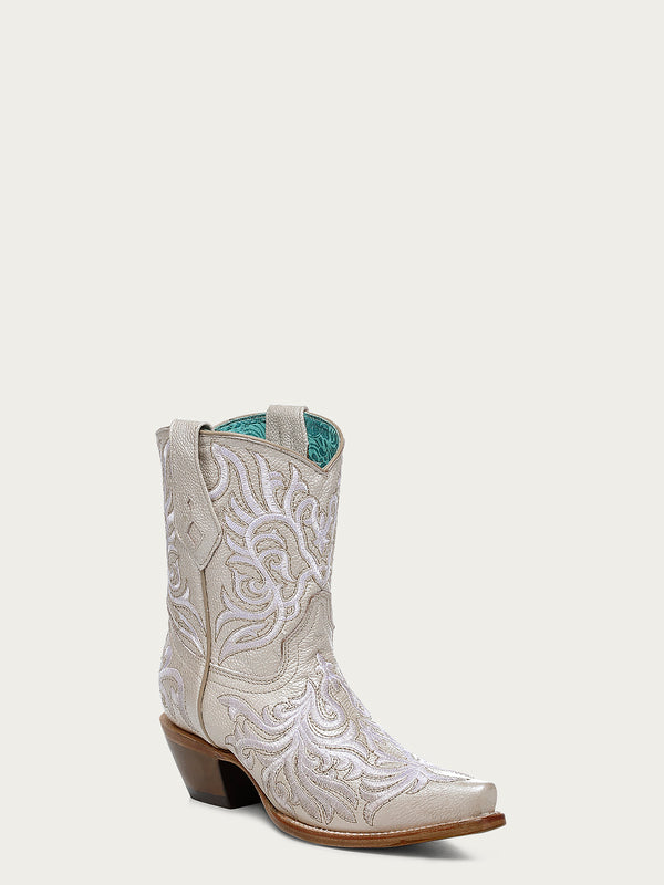 corral boots Z5344 - WOMEN'S EMBROIDERY BONE ANKLE SNIP TOE COWBOY BOOT