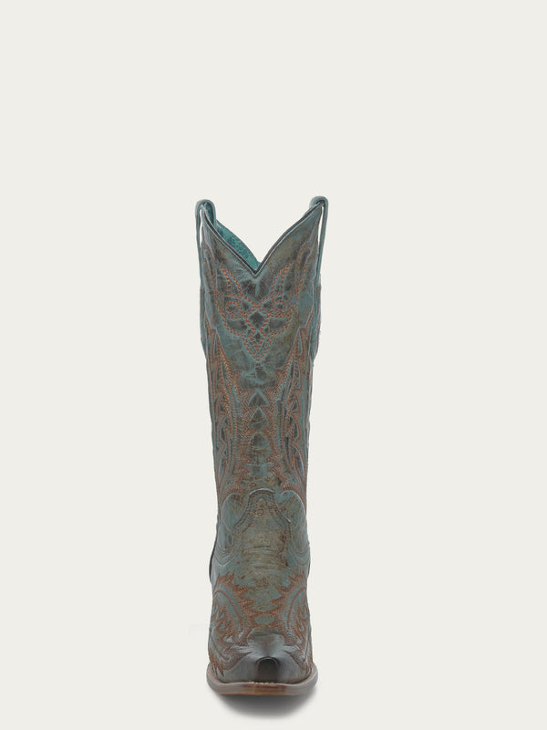 Corral Boots Z5345 - WOMEN'S EMBROIDERY VINTAGE WORN FINISH TURQUOISE SNIP TOE GOAT COWBOY BOOT