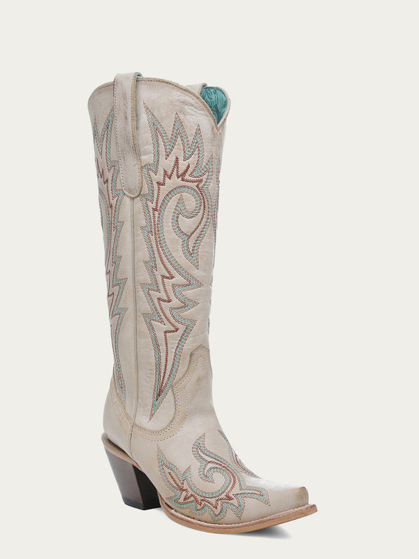 corral boots Z5371 - WOMEN'S BLUE AND RED EMBROIDERY BONE SNIP TOE COWBOY BOOT