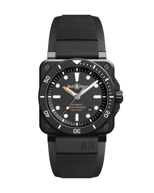 cortina Bell & Ross BR 03-92 Diver Black Matte 42mm Black Ceramic Case Black Dial Black Rubber Strap cortina Bell & Ross BR 03-92 Diver Black Matte 42mm Black Ceramic Case Black Dial Black Rubber Strap