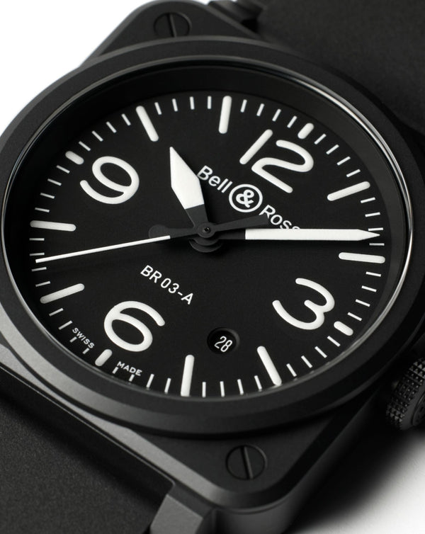 Cortina Bell & Ross BR 03 BLACK MATTE 41mm Black Ceramic Case Black Dial Black Rubber Strap