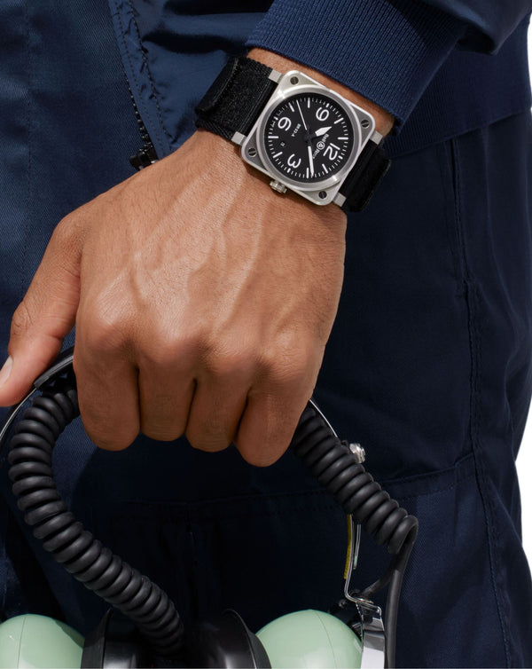 Cortina Bell & Ross BR 03 BLACK STEEL 41mm Satin-Polished Steel Case Black Dial Black Rubber Strap