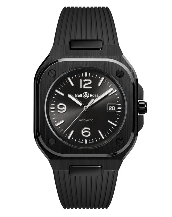 cortina Bell & Ross BR 05 BLACK CERAMIC 41mm Black Ceramic Case Black Dial Black Rubber Strap