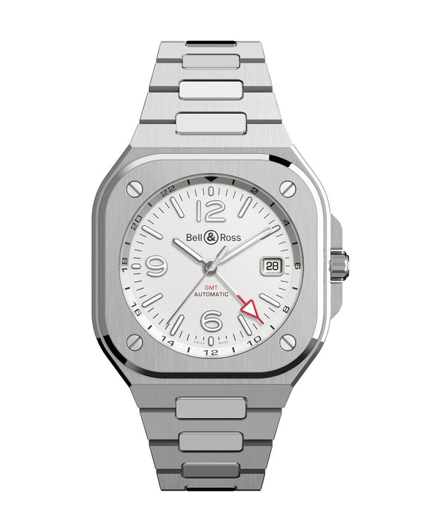 cortina Bell & Ross BR 05 GMT White 41mm Steel Case Silver Dial Steel Bracelet