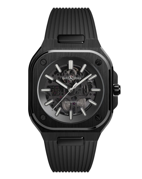 cortina Bell & Ross BR 05 SKELETON BLACK CERAMIC 41mm Black Ceramic Case Skeletonised Dial Black Rubber Strap