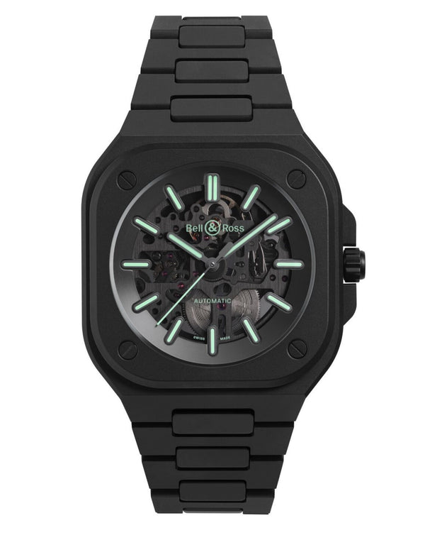 cortina Bell & Ross BR 05 SKELETON BLACK LUM CERAMIC 41mm Black Ceramic Case Skeletonised Dial Ceramic Bracelet