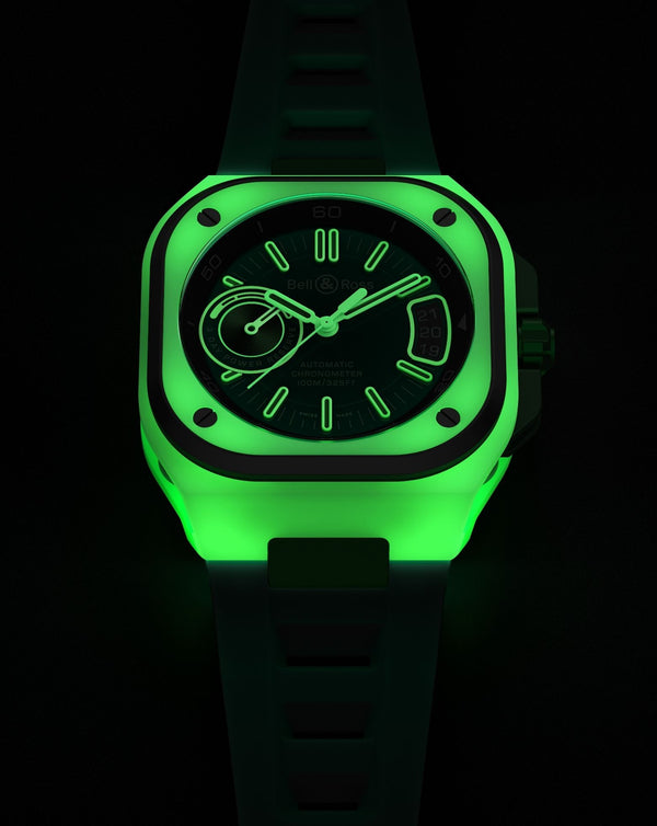 Cortina Bell & Ross BR-X5 GREEN LUM 41mm Multi-component Case Matt Black Dial Black Rubber Strap