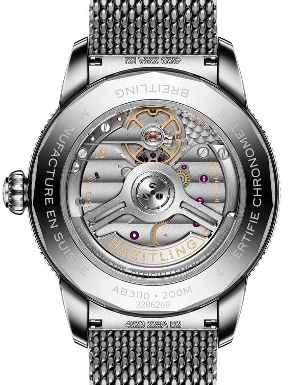 Cortina Breitling Superocean Heritage B31 Automatic 40mm Steel Case Black Dial Steel Mesh Bracelet