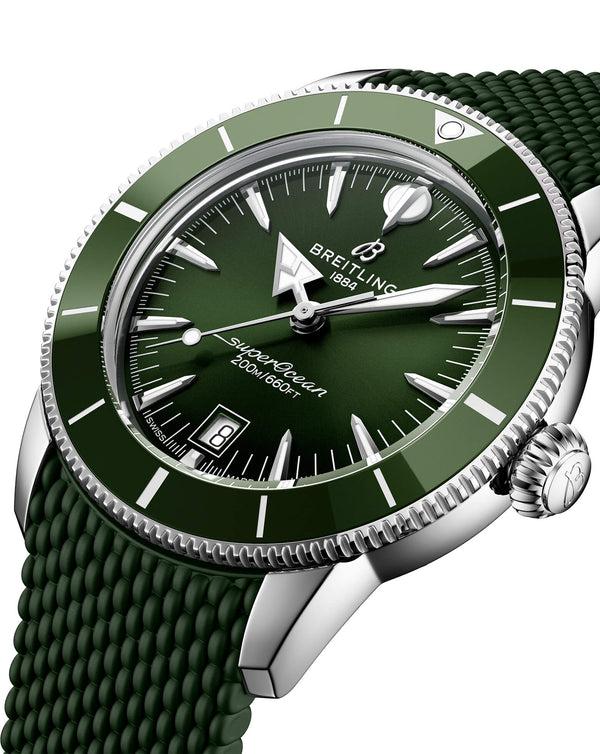 Cortina Breitling Superocean Heritage B31 Automatic 40mm Steel Case Green Dial Rubber Deployant Buckle