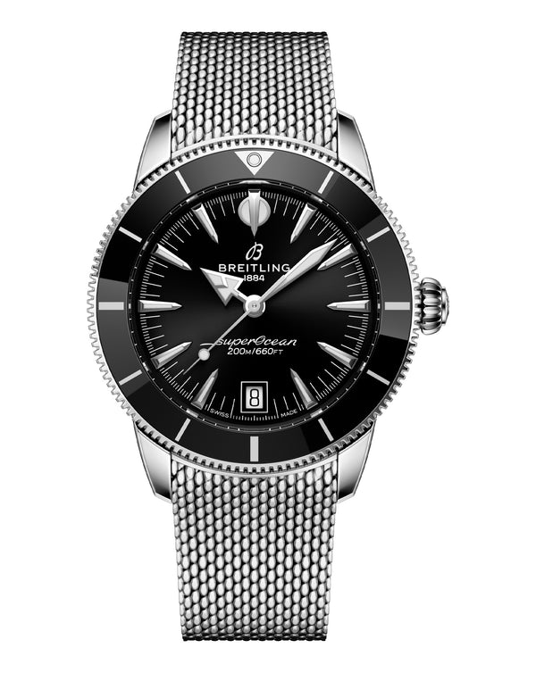 cortina Breitling Superocean Heritage B31 Automatic 40mm Steel Case Black Dial Steel Mesh Bracelet