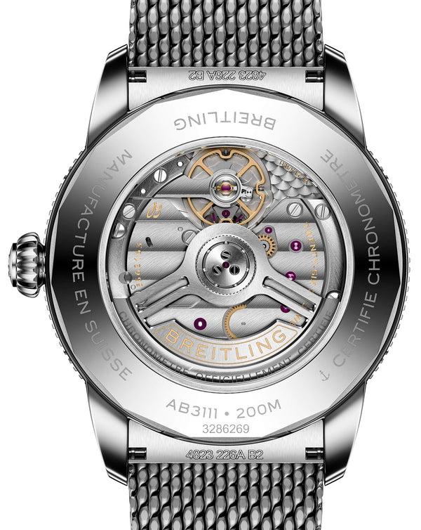 Cortina Breitling Superocean Heritage B31 Automatic 42mm Steel Case Black Dial Steel Mesh Bracelet