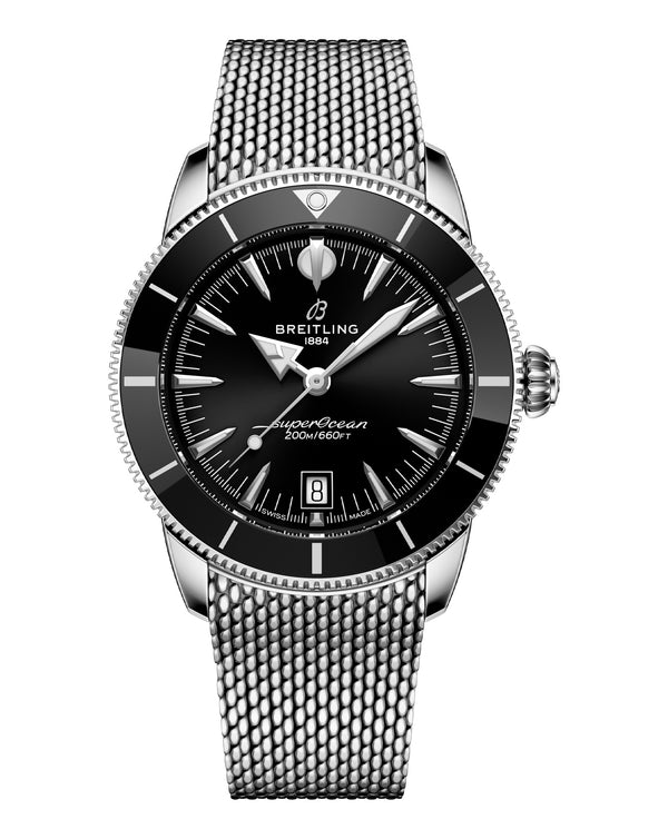 cortina Breitling Superocean Heritage B31 Automatic 42mm Steel Case Black Dial Steel Mesh Bracelet