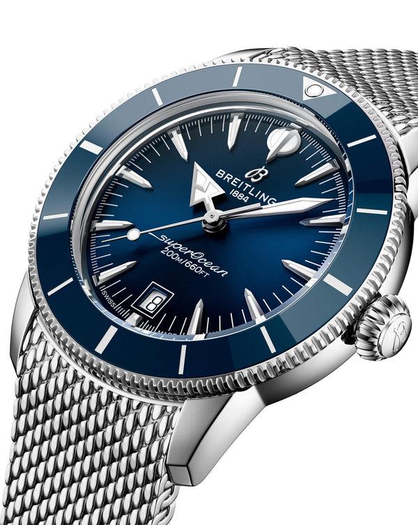 Cortina Breitling Superocean Heritage B31 Automatic 42mm Steel Case Blue Dial Steel Mesh Bracelet