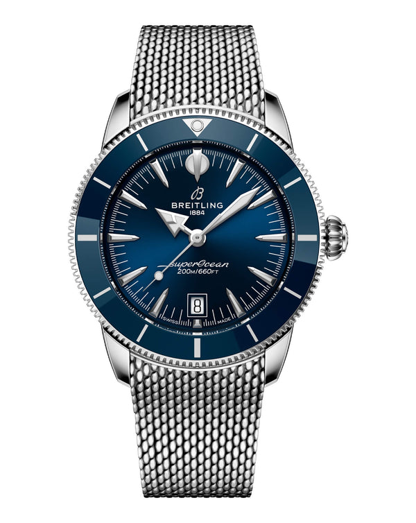 cortina Breitling Superocean Heritage B31 Automatic 42mm Steel Case Blue Dial Steel Mesh Bracelet