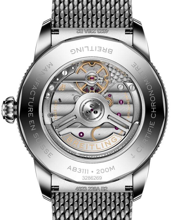 Cortina Breitling Superocean Heritage B31 Automatic 42mm Steel Case Green Dial Steel Mesh Bracelet