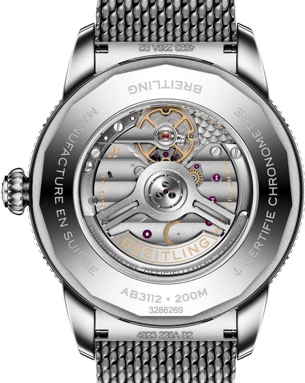 Cortina Breitling Superocean Heritage B31 Automatic 44mm Steel Case Green Dial Steel Mesh Bracelet