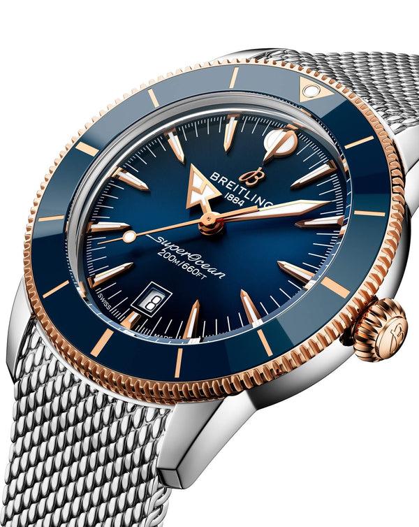 Cortina Breitling Superocean Heritage B31 Automatic 44mm Steel & Red Gold Case Blue Dial Steel Mesh Bracelet