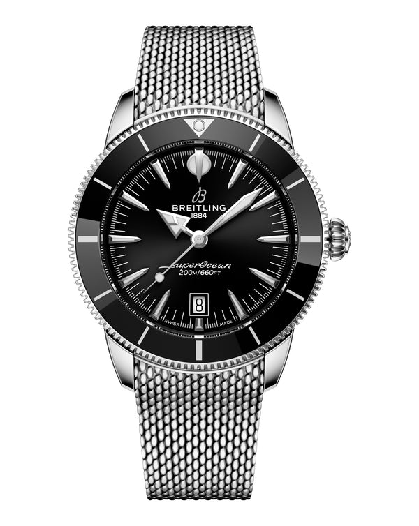 cortina Breitling Superocean Heritage B31 Automatic 44mm Steel Case Black Dial Steel Mesh Bracelet