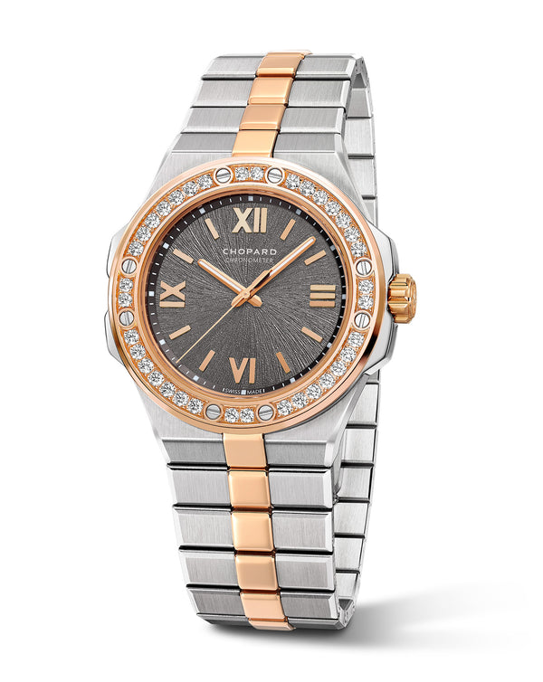 Cortina Chopard Alpine Eagle 33mm Rose Gold Diamonds White Gold Strap