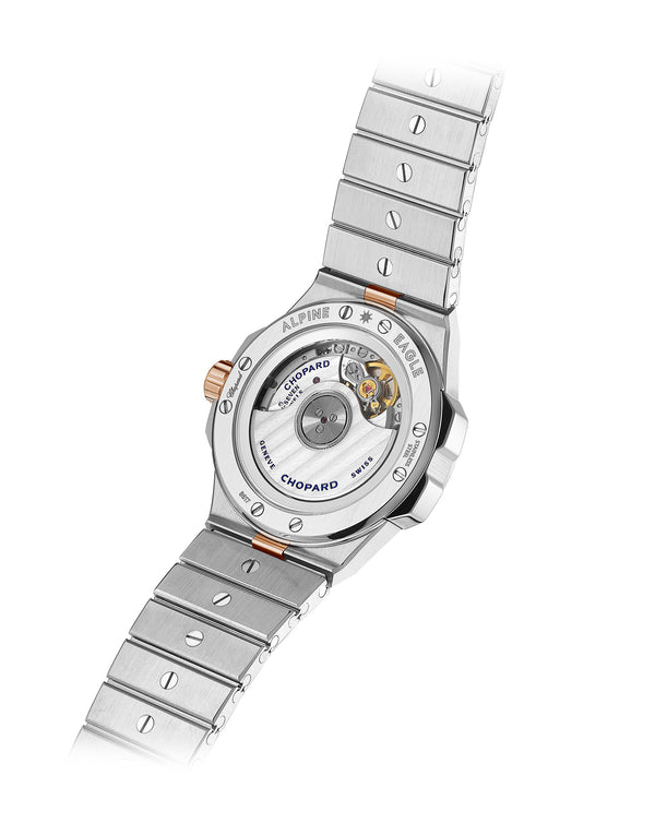 Cortina Chopard Alpine Eagle 33mm Rose Gold Diamonds White Gold Strap