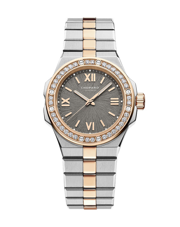 cortina Chopard Alpine Eagle 33mm Rose Gold Diamonds White Gold Strap