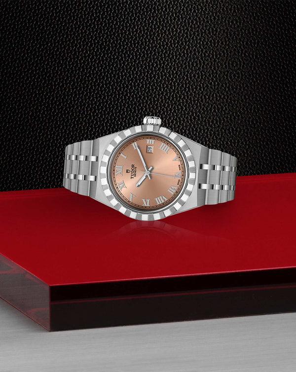 Cortina TUDOR Royal 28mm Steel Case Salmon Dial