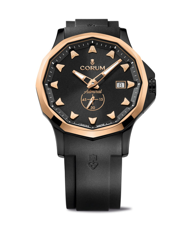 cortina Corum Admiral 42 Automatic Sunray Black Dial Black Ceramic Case Stainless Steel
