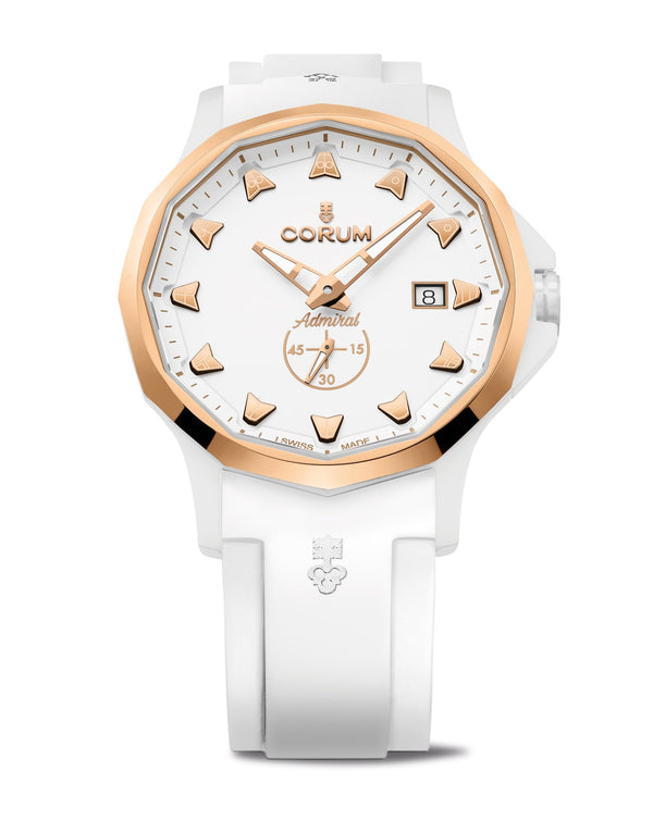 cortina Corum Admiral 42 Automatic Sunray White Dial White Ceramic Case Stainless Steel