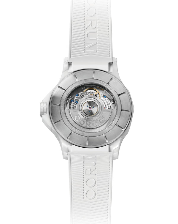 Cortina Corum Admiral 42 Automatic Sunray White Dial With Color Splash White Ceramic Case & Bezel Stainless Steel