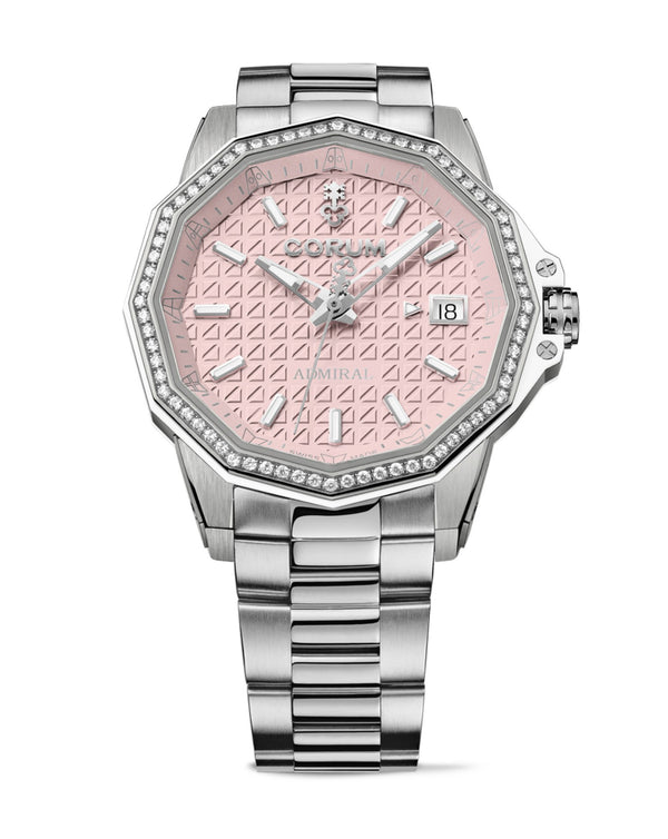 cortina Corum Admiral Automatic 38mm Titanium Case Pink Dial Titanium Bracelet