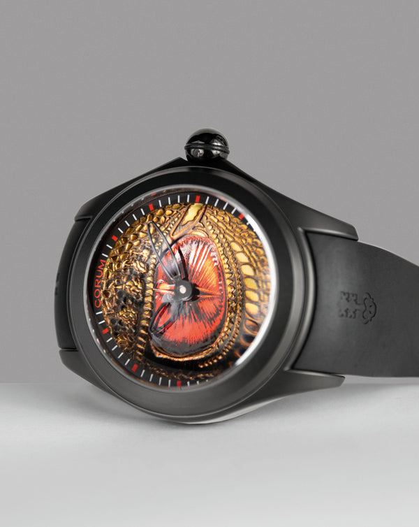 Cortina Corum Bubble 47 Dragon Eye Stainless Steel With Black PVD Case Black Rubber Strap