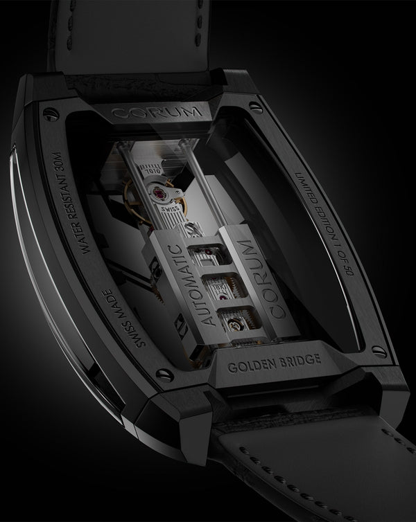 Cortina Corum Golden Bridge Avant-Garde Automatic Titanium Case With Black DLC Treatment & Triple Folding Clasp