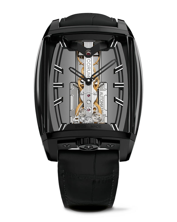 cortina Corum Golden Bridge Avant-Garde Automatic Titanium Case with Black DLC Treatment & Triple Folding Clasp cortina Corum Golden Bridge Avant-Garde Automatic Titanium Case with Black DLC Treatment & Triple Folding Clasp
