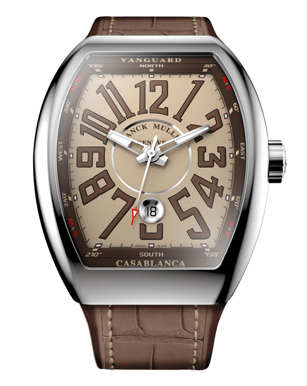 cortina Franck Muller Vanguard Casablanca 41mm Brown Dial Brown inserts on both sides of case Brown Leather on Rubber Strap