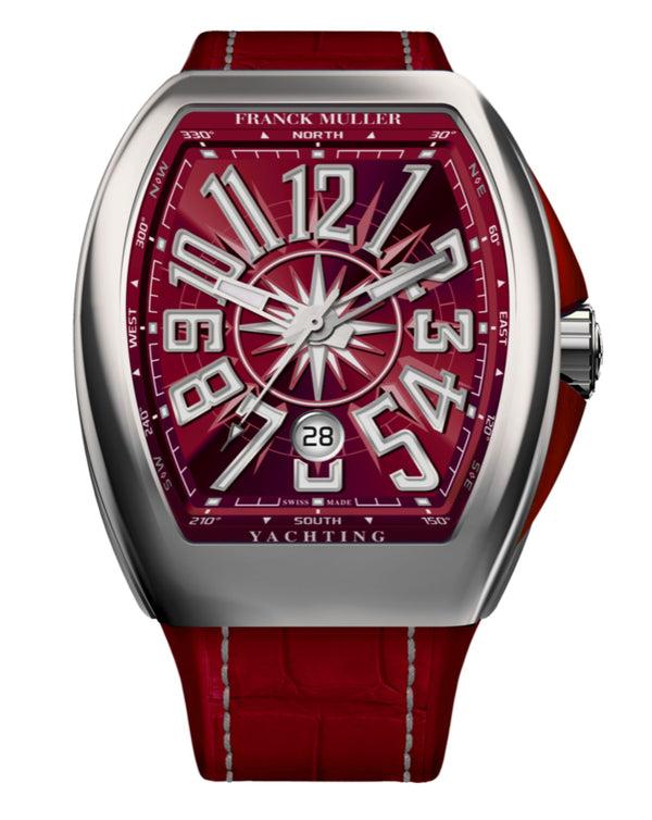 cortina Franck Muller Vanguard Yachting 41mm Red Dial Red inserts on both sides of case Red Leather on Rubber Strap