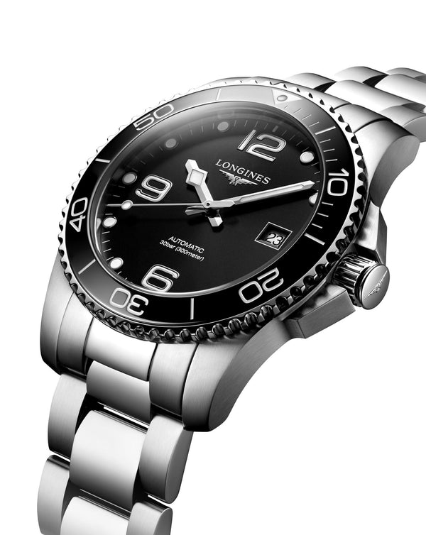 Cortina Longines Hydroconquest Automatic 41mm Black Dial Steel Strap