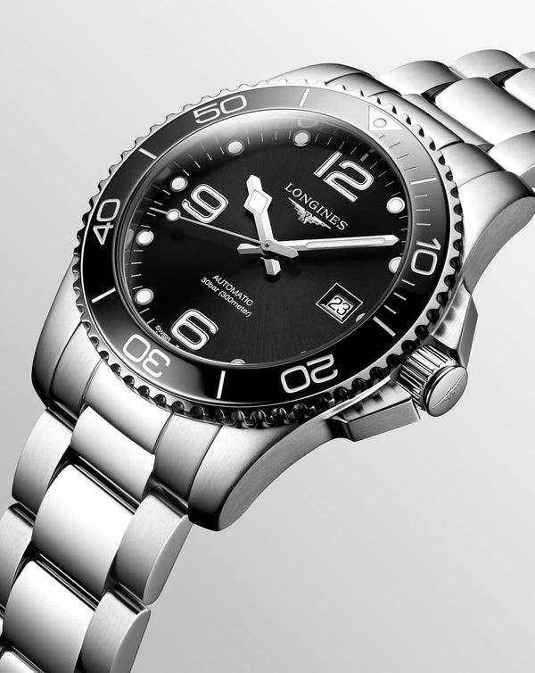 Cortina Longines Hydroconquest Automatic 41mm Black Dial Steel Strap