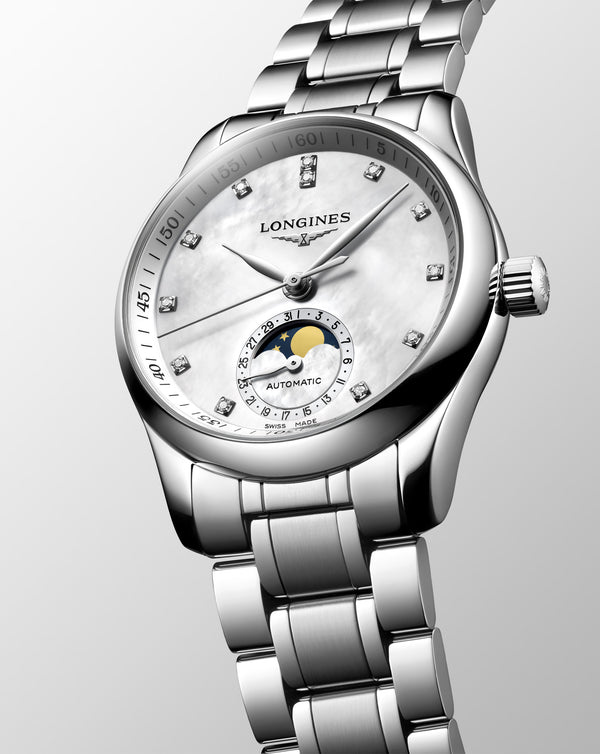 Cortina Longines Master Collection Automatic Moon-phase 34mm White Dial Steel Strap