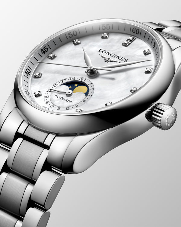 Cortina Longines Master Collection Automatic Moon-phase 34mm White Dial Steel Strap
